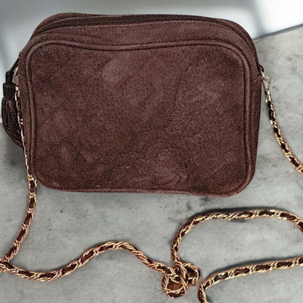 Austin's Designs Brown Suede Genuine Leather Crossbody Bag